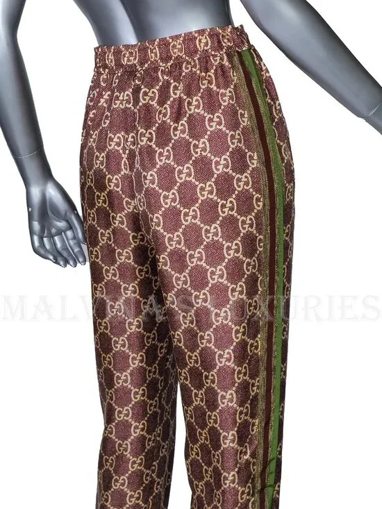 GUCCI PANTS GG SUPREME PRINT SILK LOUNGE TROUSERS - Picture 9 of 15